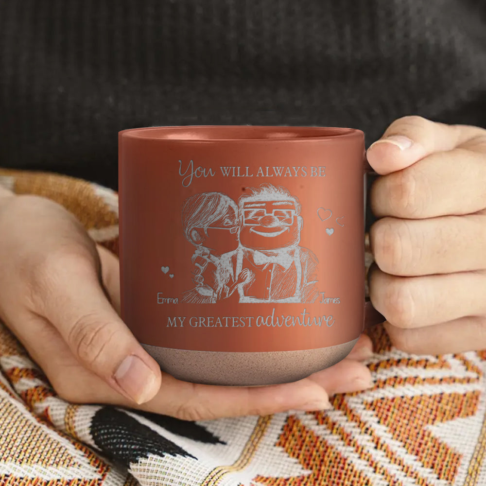 Personalized Engraved Pottery Mug Custom Name Gift for Couples Engraved Pottery Mug GradoCreations