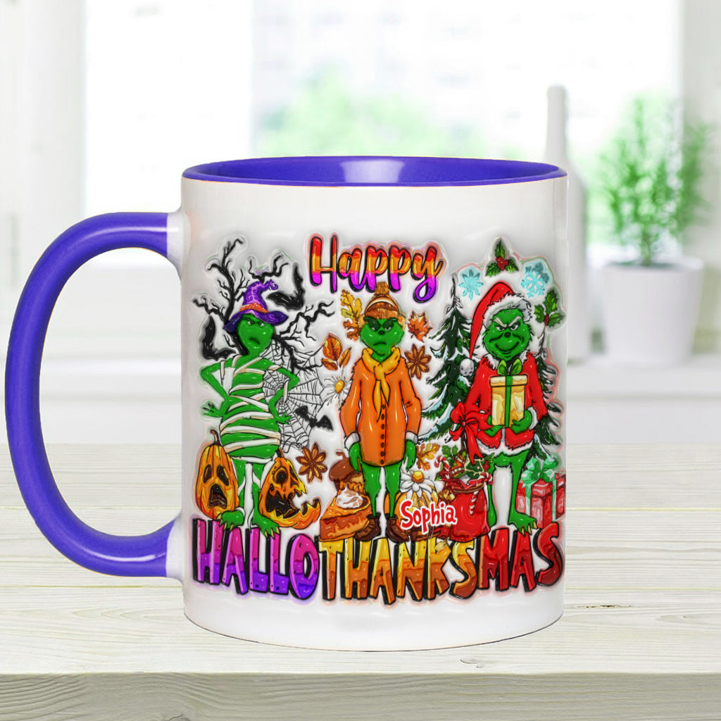 Personalized Grinch Accent Mug Custom Name Holiday Gift Accent Mug GradoCreations