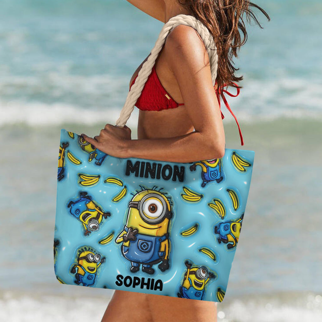 Personalized Canvas Beach Bag Custom Minions Design Gift Beach Bag GradoCreations