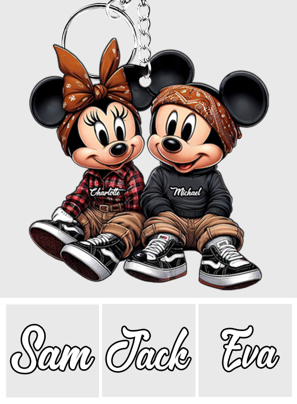 Personalized Chicano Mouse Keychain Custom Couple Gift Keychain GradoCreations