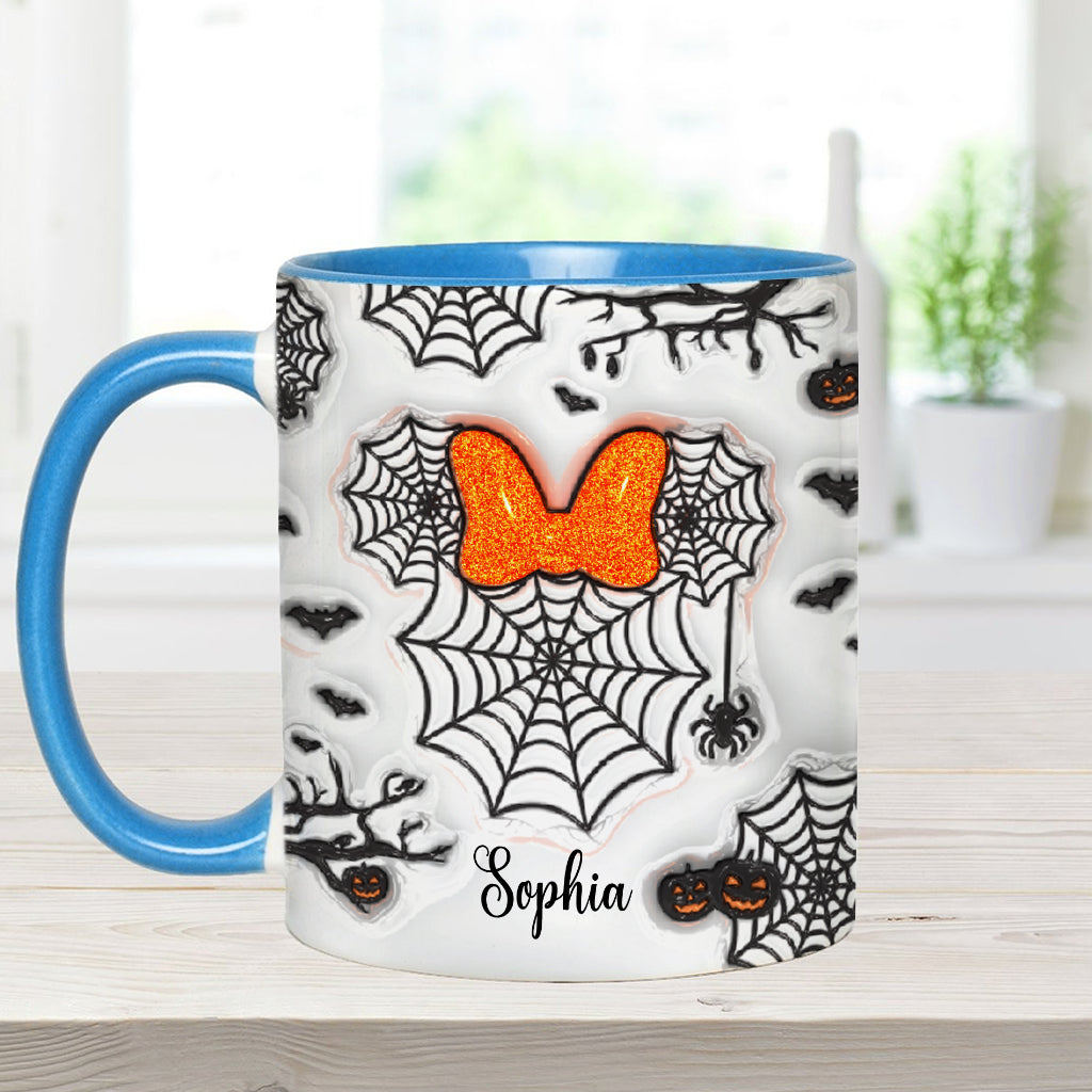 Personalized Halloween Accent Mug with Spider Webs & Name Accent Mug GradoCreations