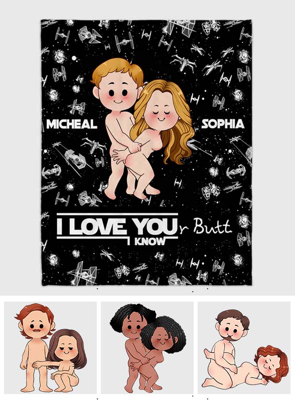 Personalized I Love Your Butt Blanket Custom Name Gift for Couples Blanket GradoCreations