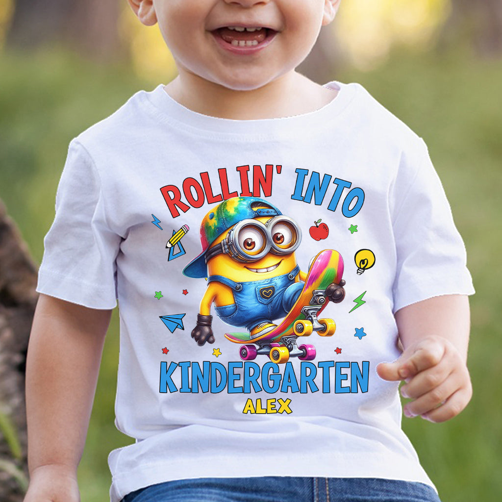 Personalized Kids T-Shirt Rollin Into Kindergarten Custom Name T-shirt & Hoodie GradoCreations