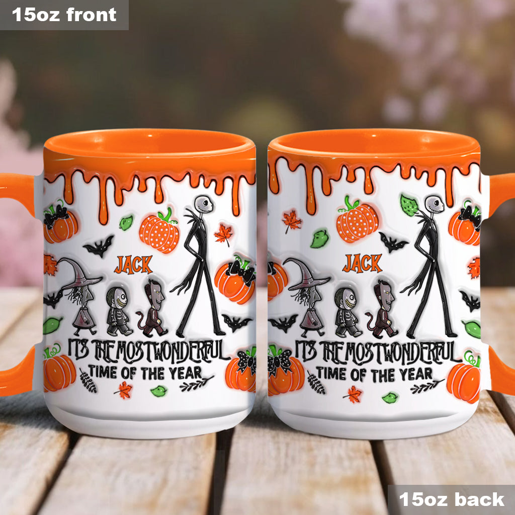 Personalized Autumn Skeleton Accent Mug Custom Name Gift Accent Mug GradoCreations