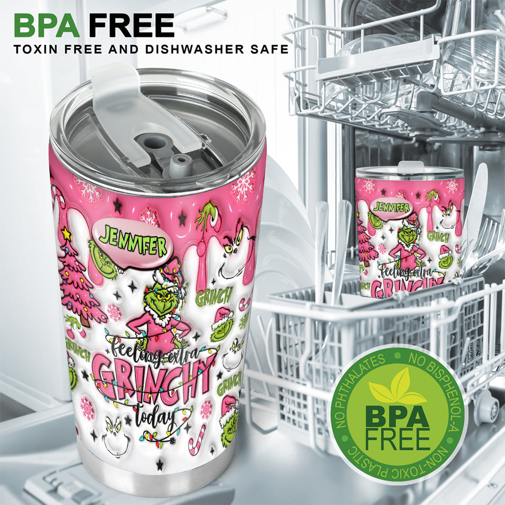 Personalized Grinch Tumbler Custom Name Holiday Drinkware Tumbler GradoCreations