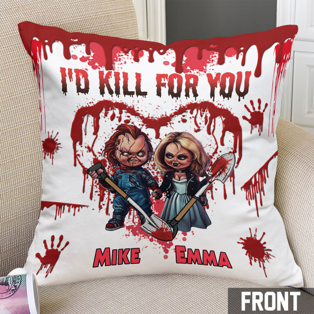Personalized Horror Throw Pillow Custom Names Couples Gift Throw Pillow GradoCreations