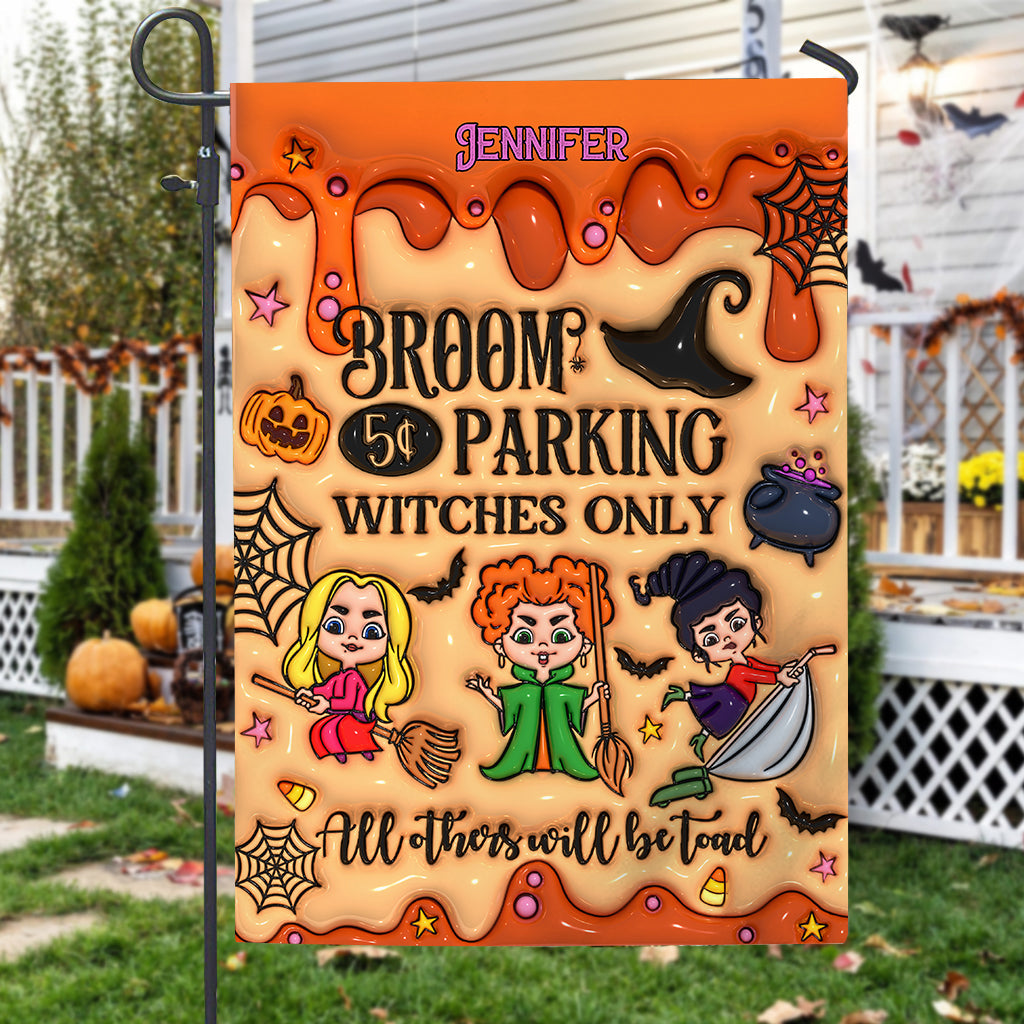Personalized Witches Garden Flag Halloween Decoration Custom Name Garden Flag GradoCreations
