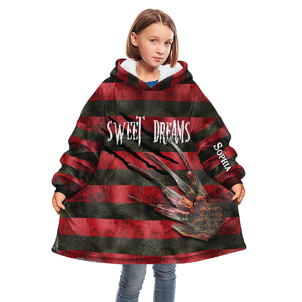 Personalized Sweet Dreams Blanket Hoodie Custom Name Gift for Halloween Blanket Hoodie GradoCreations