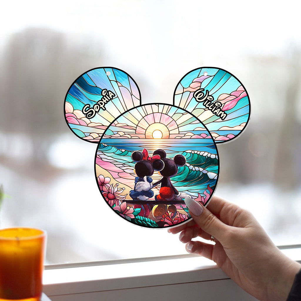 Personalized Sunrise Mouse Window Hanging Suncatcher Gift for Couples Window Hanging Suncatcher Ornament GradoCreations