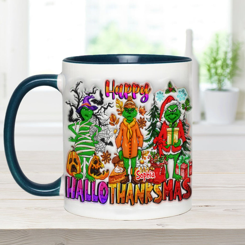 Personalized Grinch Accent Mug Custom Name Holiday Gift Accent Mug GradoCreations