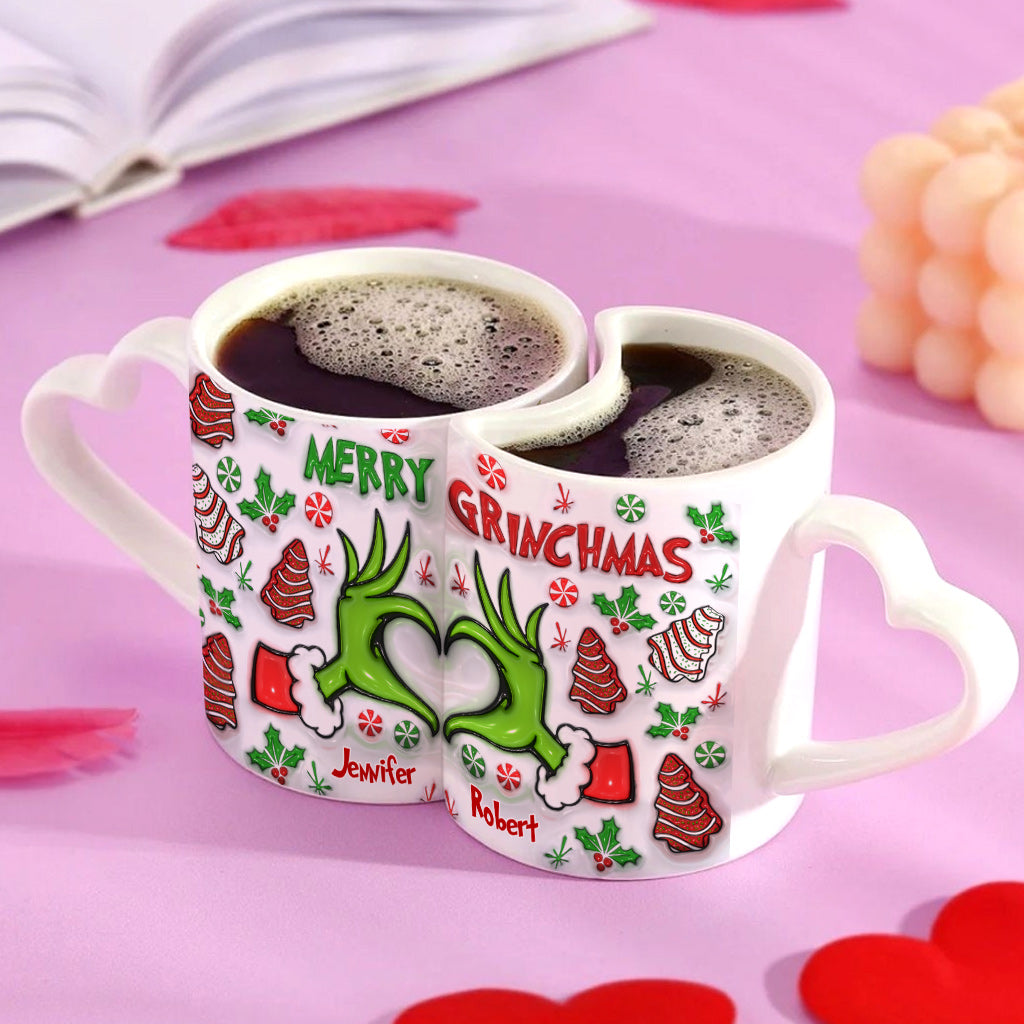 Personalized Couple Matching Heart Handle Mugs Christmas Gift Matching Heart Handle Mug GradoCreations