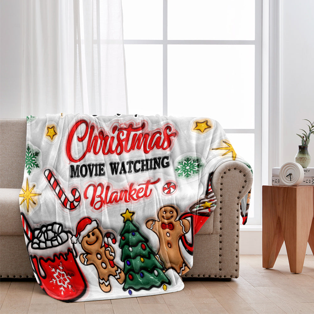 Personalized Christmas Movie Watching Blanket Custom Name Gift Blanket GradoCreations