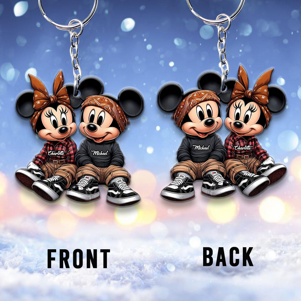 Personalized Chicano Mouse Keychain Custom Couple Gift Keychain GradoCreations