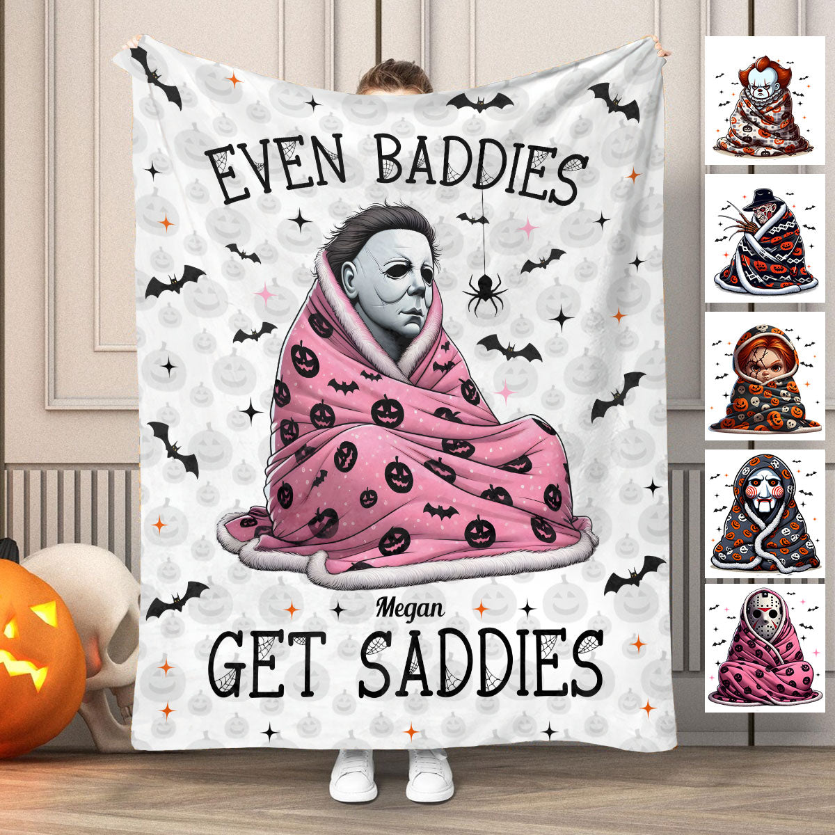 Personalized Halloween Blanket Even Baddies Get Saddies Gift Blanket GradoCreations