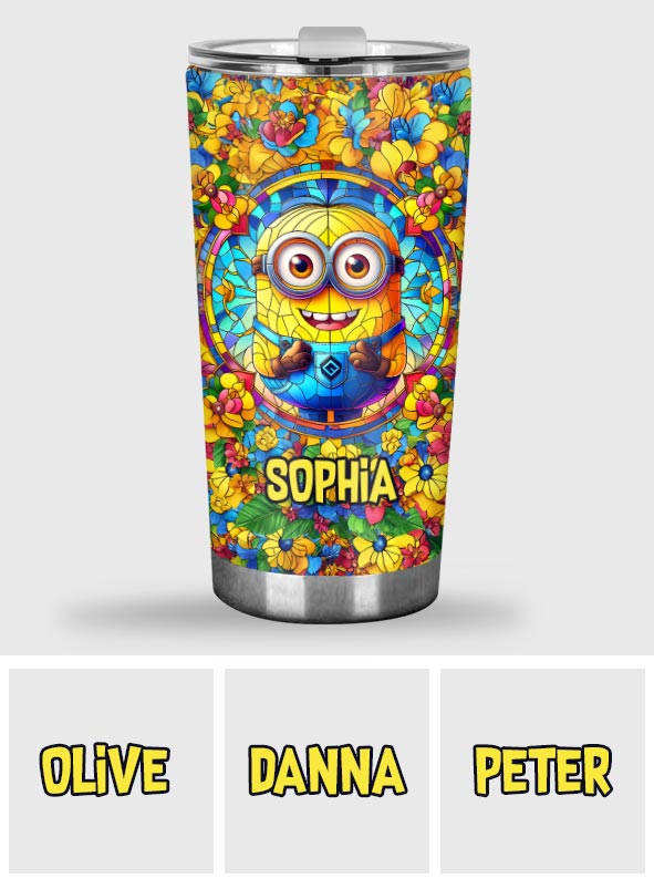 Personalized Happy Yellow Monster Tumbler Custom Name Gift for Kids Tumbler GradoCreations