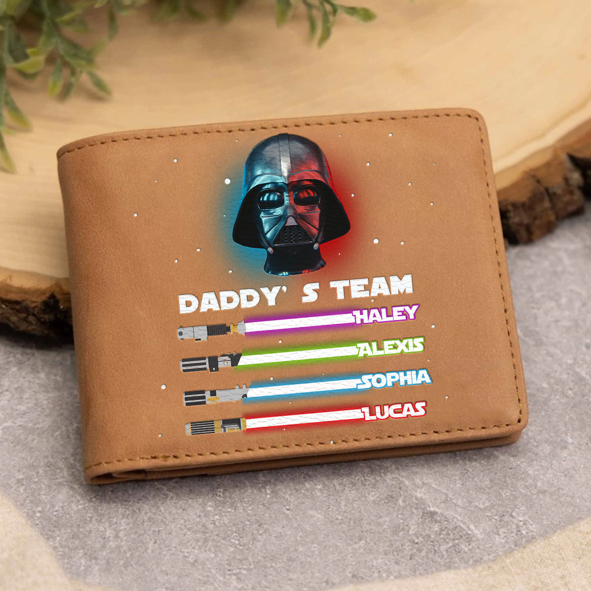 Personalized Leather Wallet Custom Name Star Wars Gift for Dad Leather Wallet GradoCreations