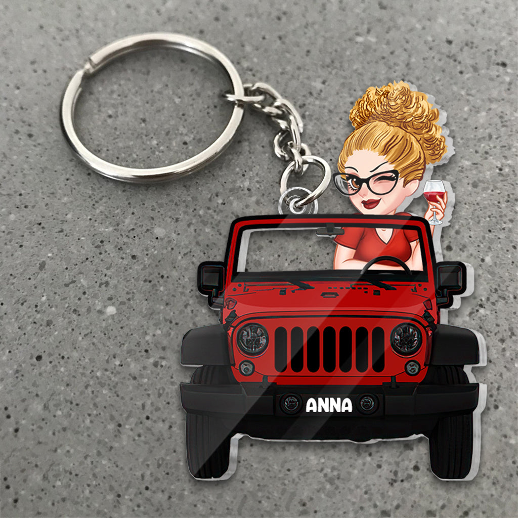 Personalized Acrylic Car Keychain Custom Name Gift for Her One-sided Custom Shaped Keychain GradoCreations