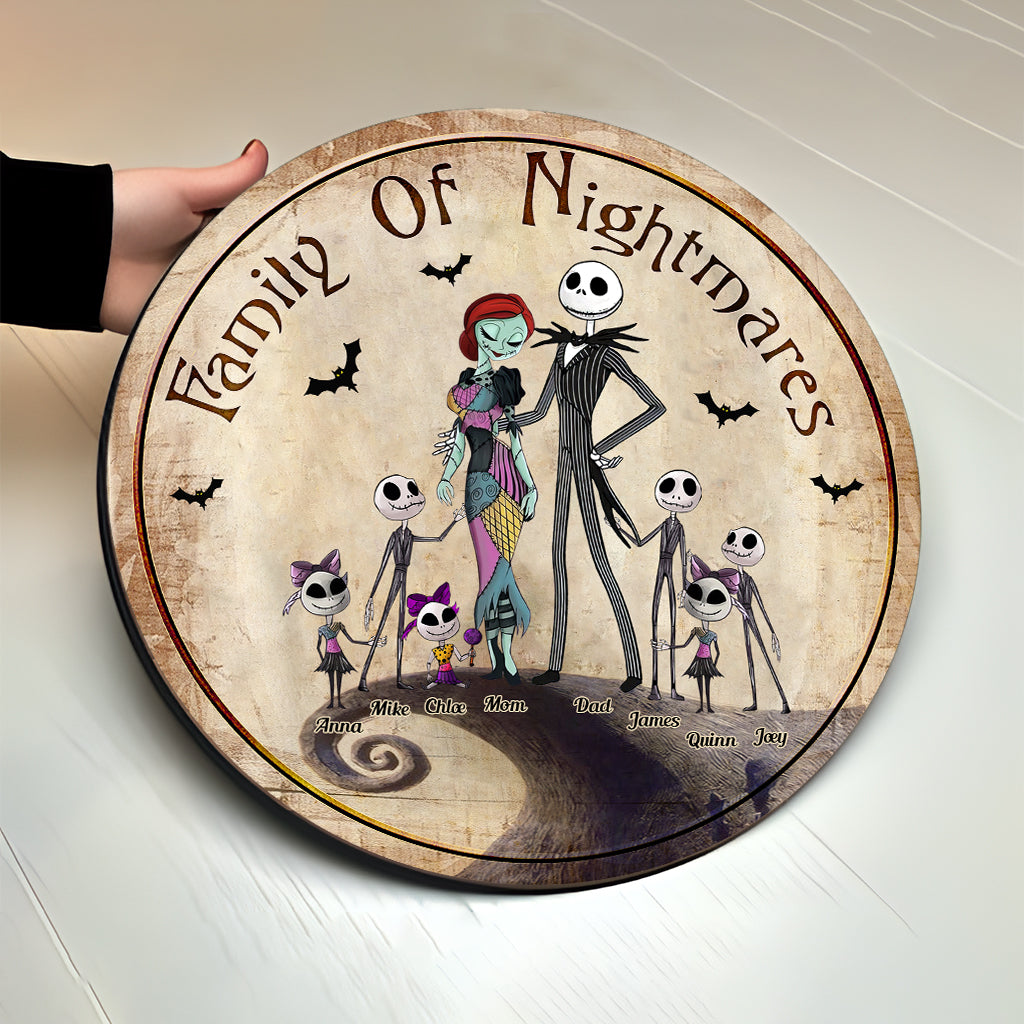 Personalized Round Wood Sign Family Of Nightmares Decor Gift Round Wood Sign GradoCreations