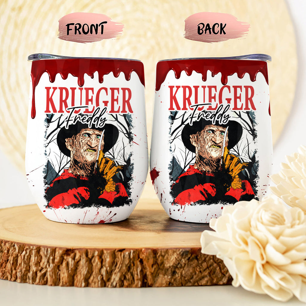 Personalized Halloween Horror Characters Wine Tumbler Gift Wine Tumbler GradoCreations