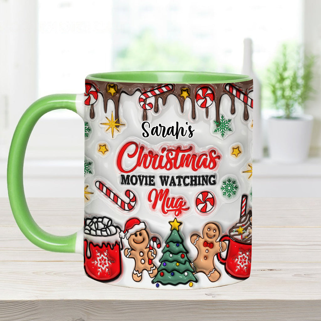 Personalized Christmas Movie Watching Mug Custom Name Gift Accent Mug GradoCreations