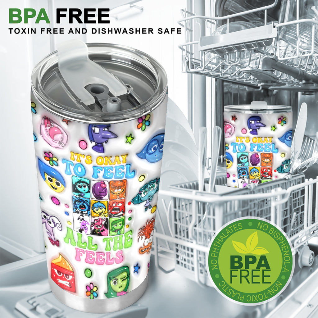 Personalized Tumbler It's Okay To Feel All The Feels Gift for Kids Tumbler GradoCreations