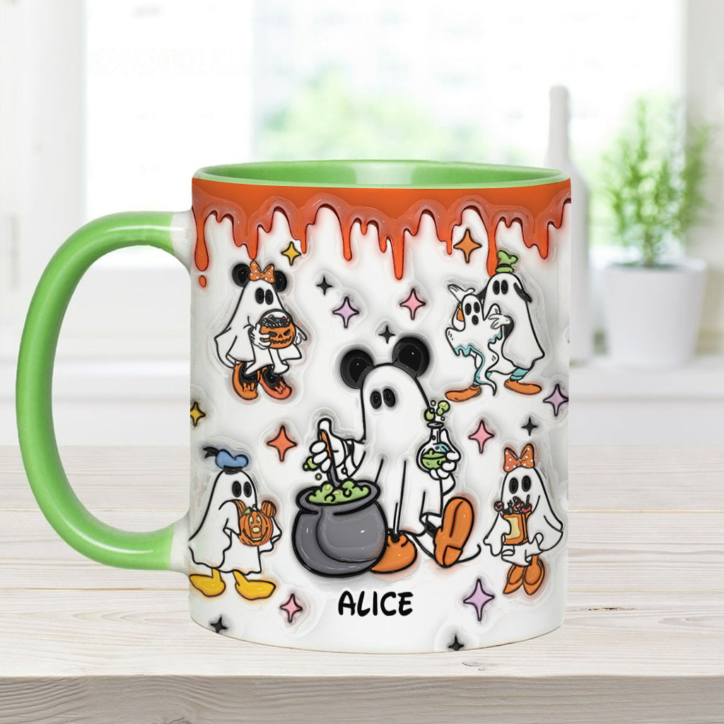 Personalized Spooky Ghost Accent Mug Custom Name Halloween Gift Accent Mug GradoCreations