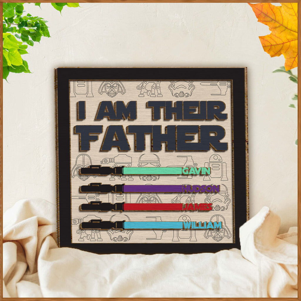 Personalized 2 Layered Wood Plaque I Am Their Father Gift for Dad 2 Layered Wood Sign GradoCreations