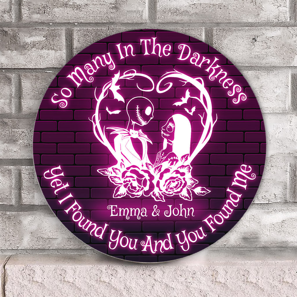 Personalized Halloween Round Wood Sign Custom Name Gift for Couple Round Wood Sign GradoCreations