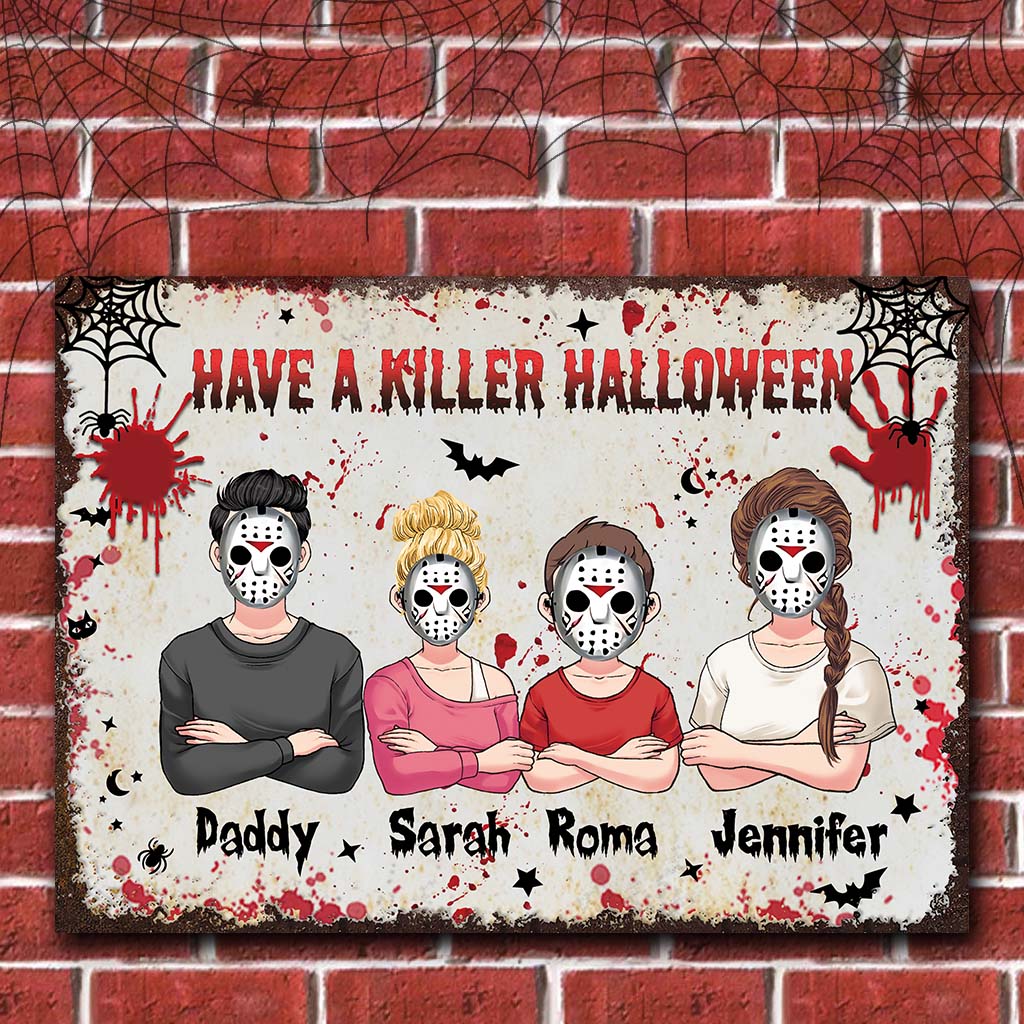 Personalized Halloween Family Metal Sign Custom Name Decor Rectangle Metal Sign GradoCreations