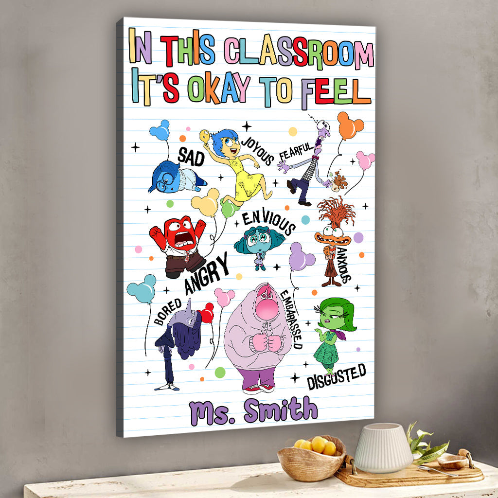 Personalized Classroom Wall Art Feelings Canvas Print Gift for Teacher Canvas And Poster GradoCreations