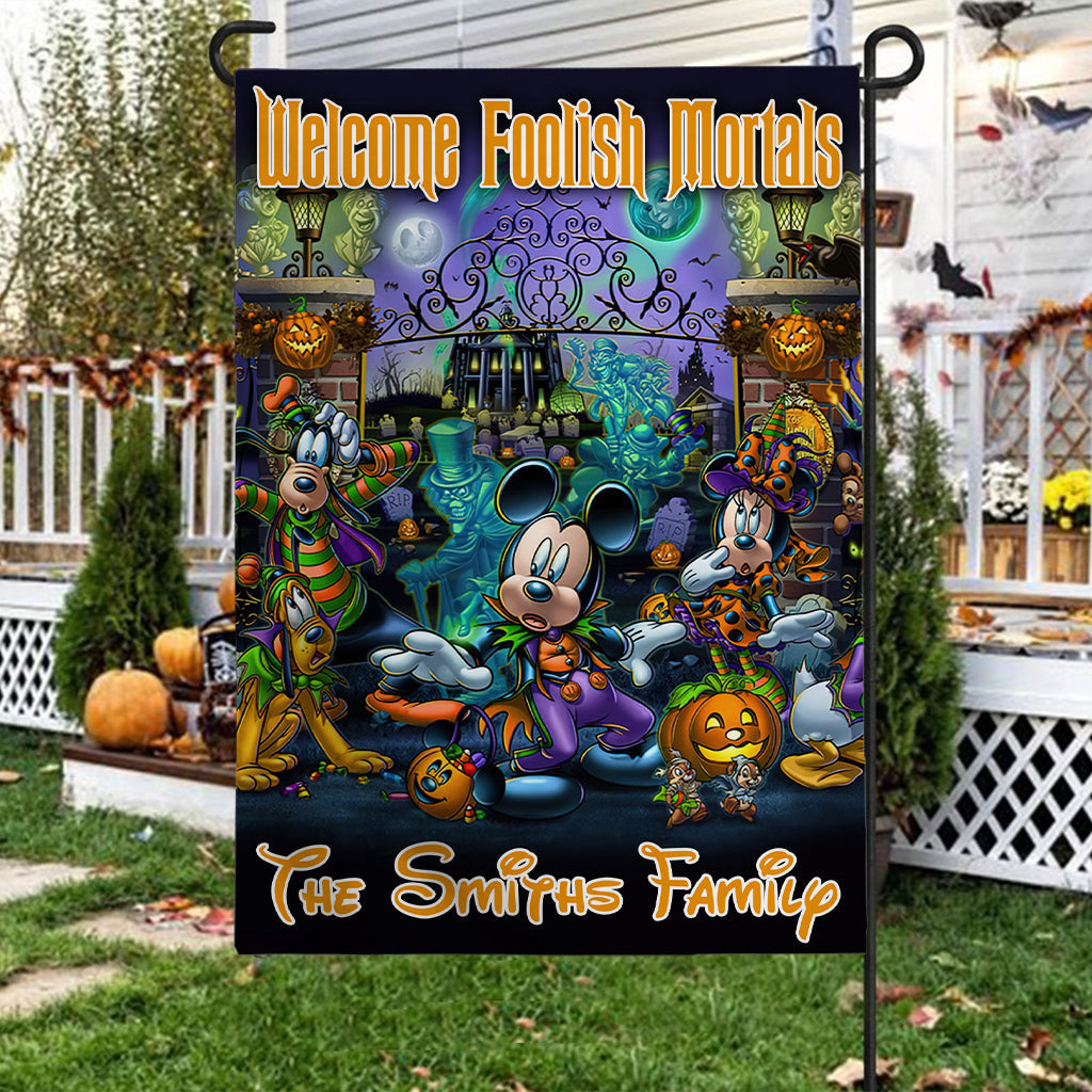 Personalized Halloween Mouse House Flag with Family Name House Flag GradoCreations