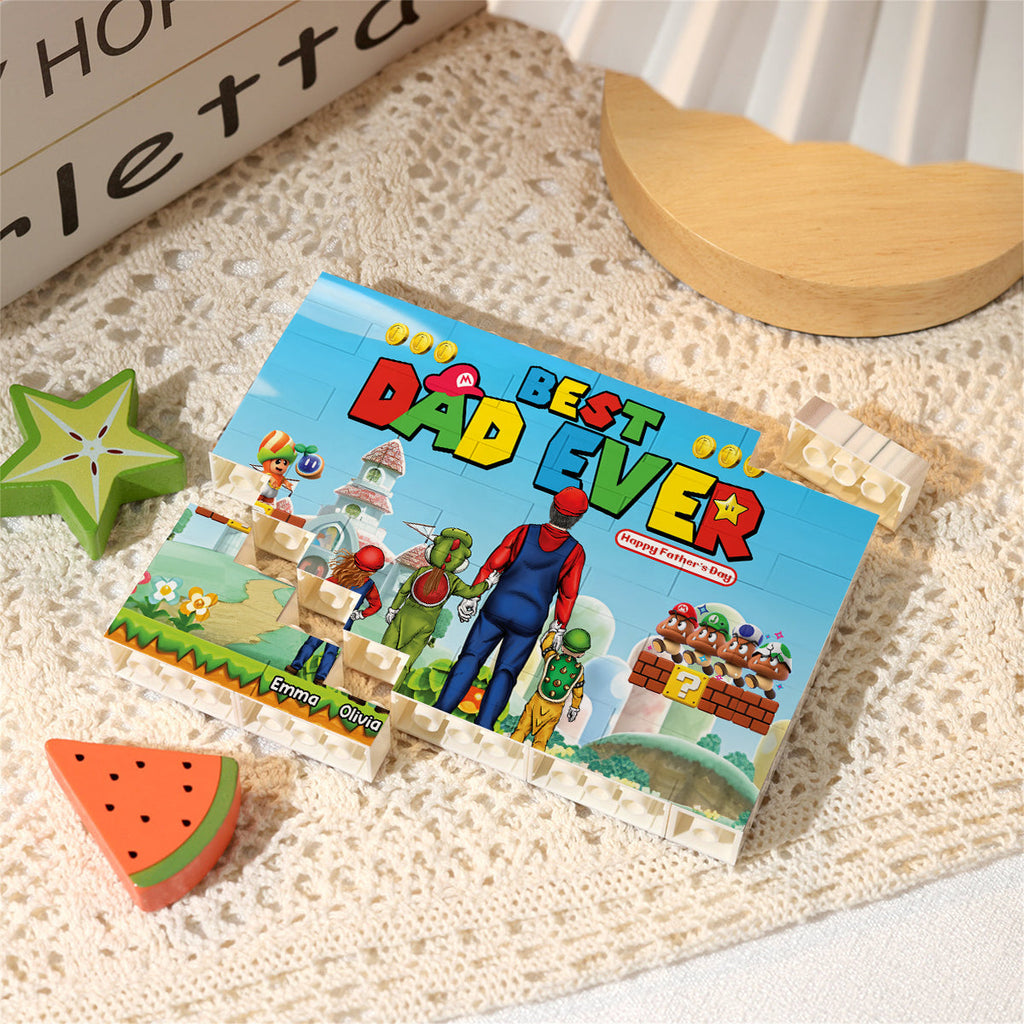 Personalized Best Dad Ever One-Sided Building Brick Block Gift One-sided Rectangle Building Brick Blocks GradoCreations