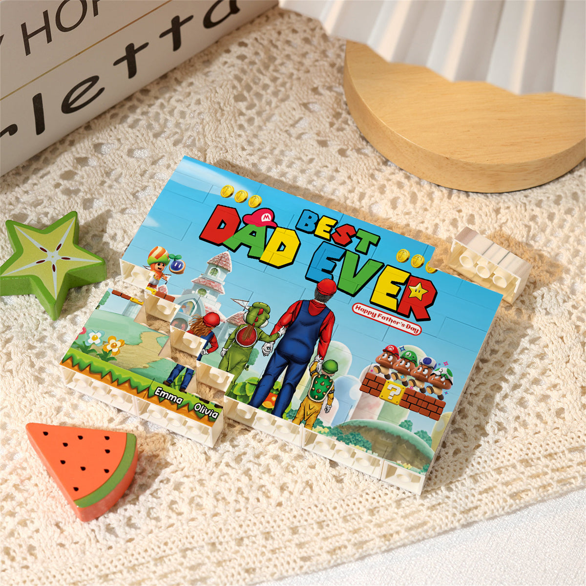 Personalized Best Dad Ever One-Sided Building Brick Block Gift One-sided Rectangle Building Brick Blocks GradoCreations