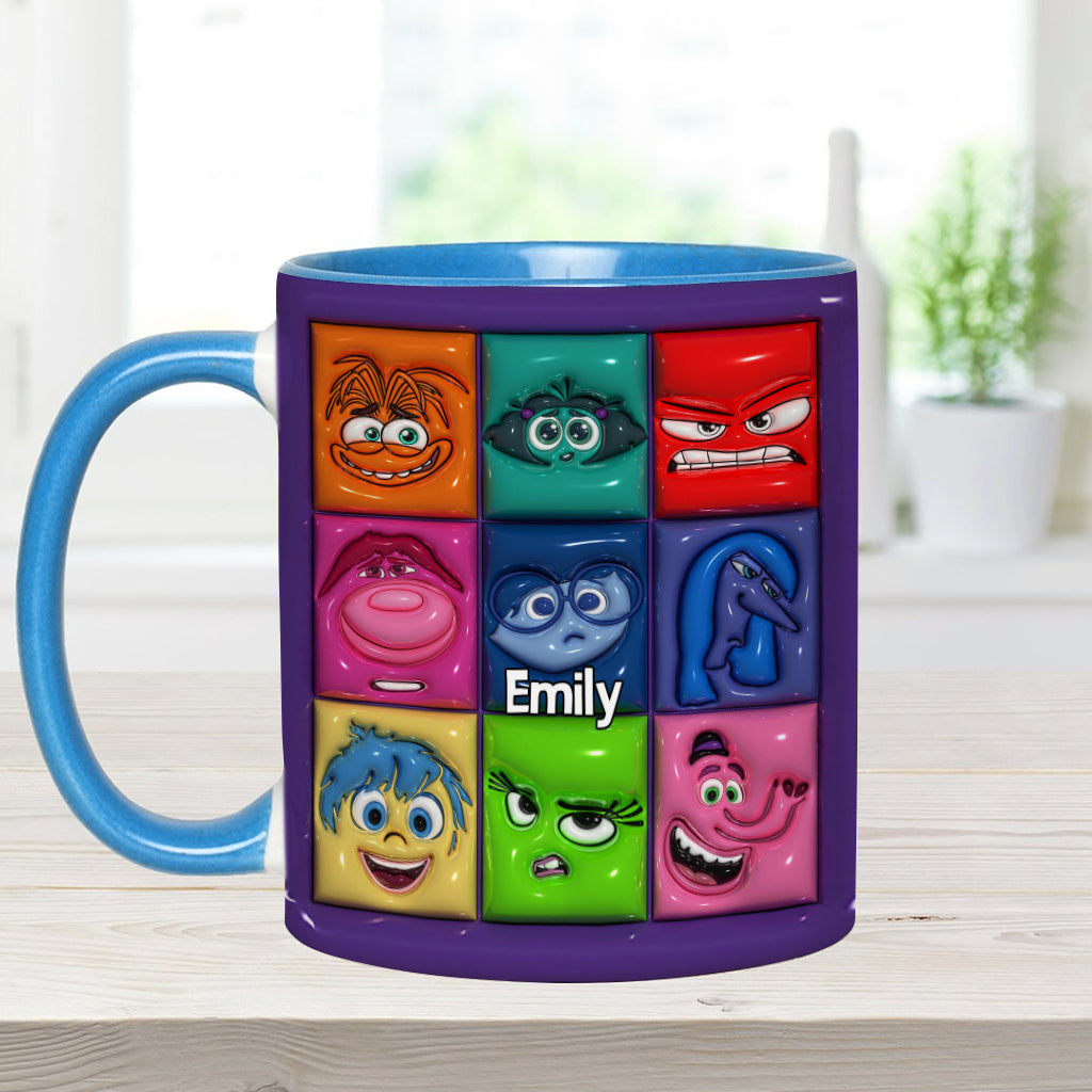 Personalized Accent Mug with Emotion Faces Custom Name Gift Accent Mug GradoCreations