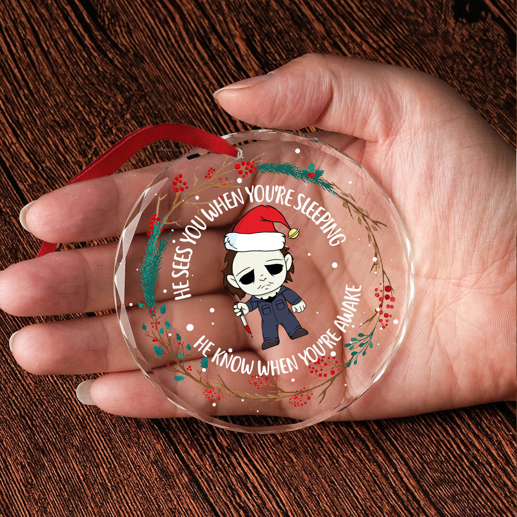 Personalized Horror Movie Characters Glass Ornament Gift for Christmas Round Shaped Glass Ornament GradoCreations