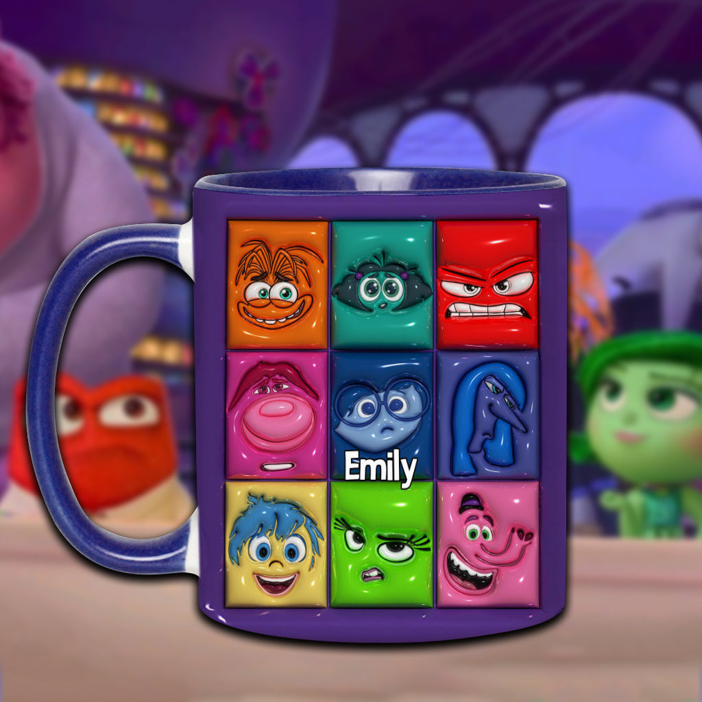 Personalized Accent Mug with Emotion Faces Custom Name Gift Accent Mug GradoCreations