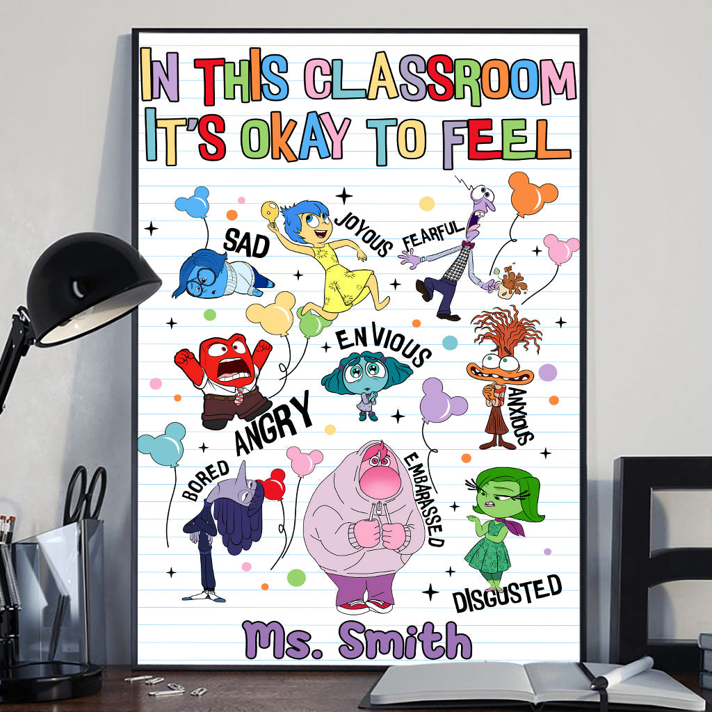 Personalized Classroom Wall Art Feelings Canvas Print Gift for Teacher Canvas And Poster GradoCreations