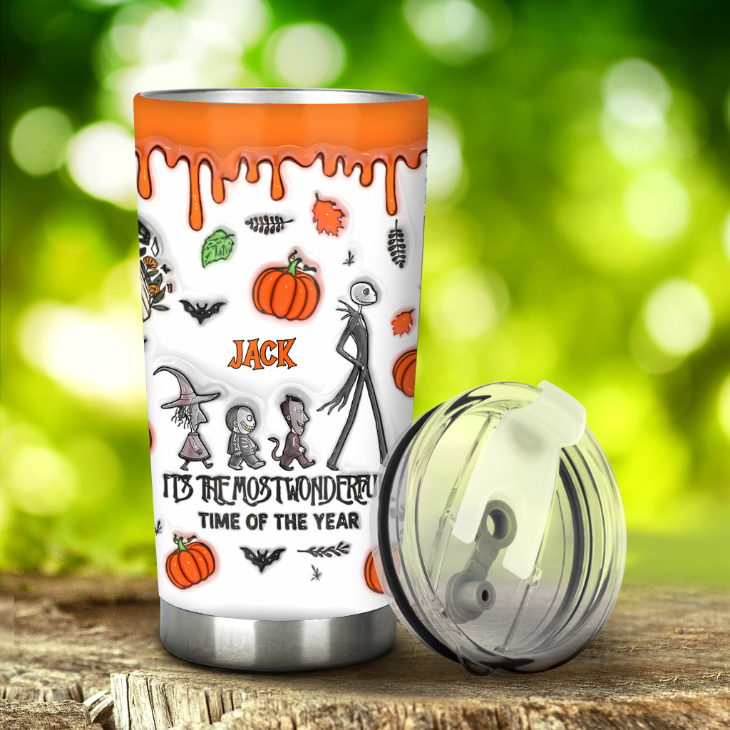 Personalized Halloween Tumbler with Autumn Skeleton Design for Unique Gifts Tumbler GradoCreations