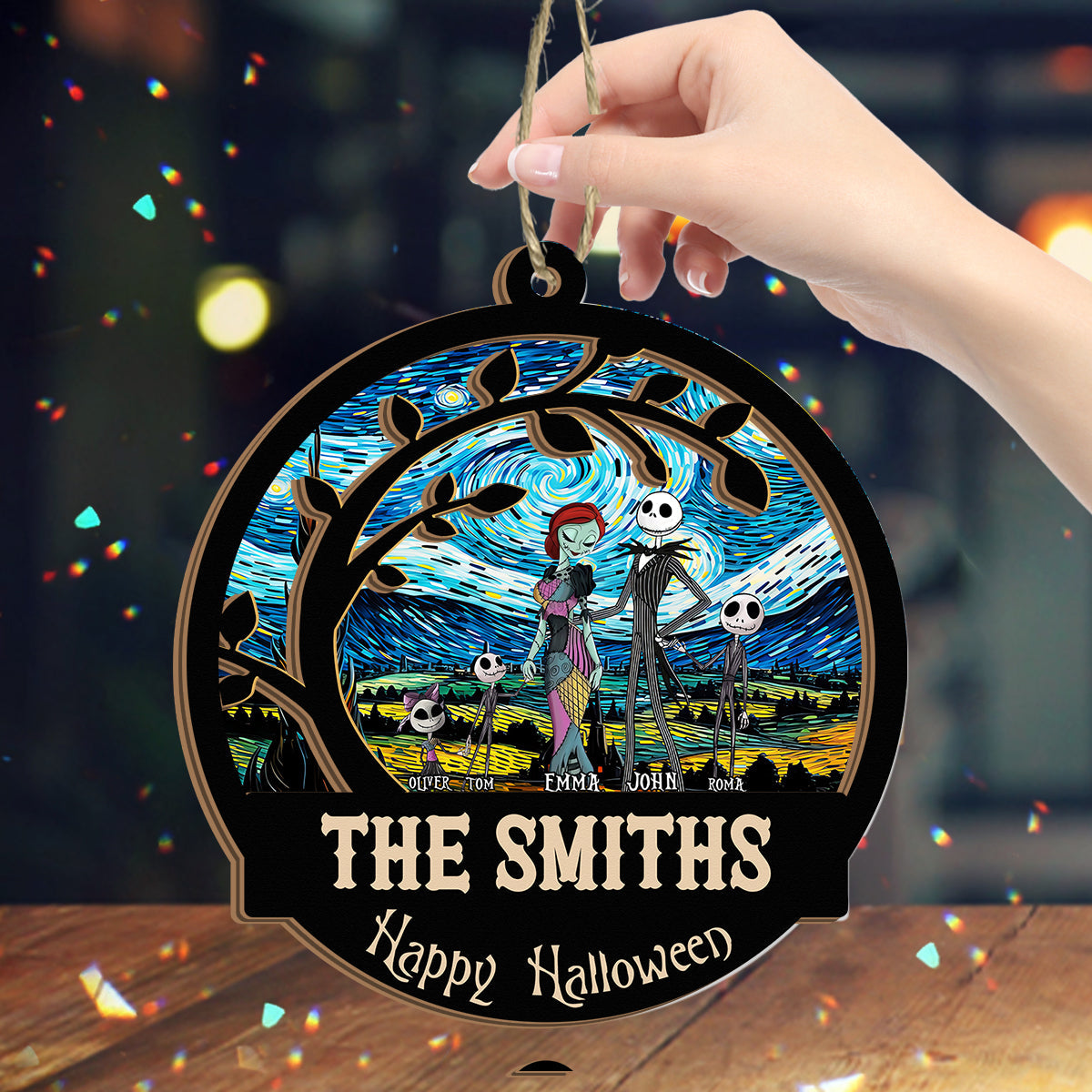 Personalized Starry Night Suncatcher Custom Family Name Gift Suncatcher GradoCreations