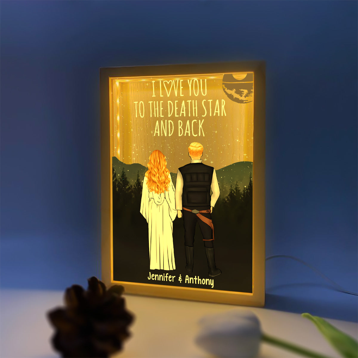 Personalized The Force Picture Frame Light Box Custom Names Gift for Couples Picture Frame Light Box GradoCreations