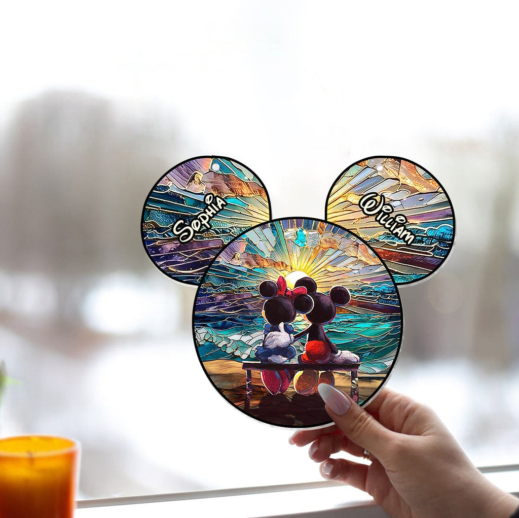 Personalized Beach Couple Suncatcher Ornament Gift for Home Window Hanging Suncatcher Ornament GradoCreations