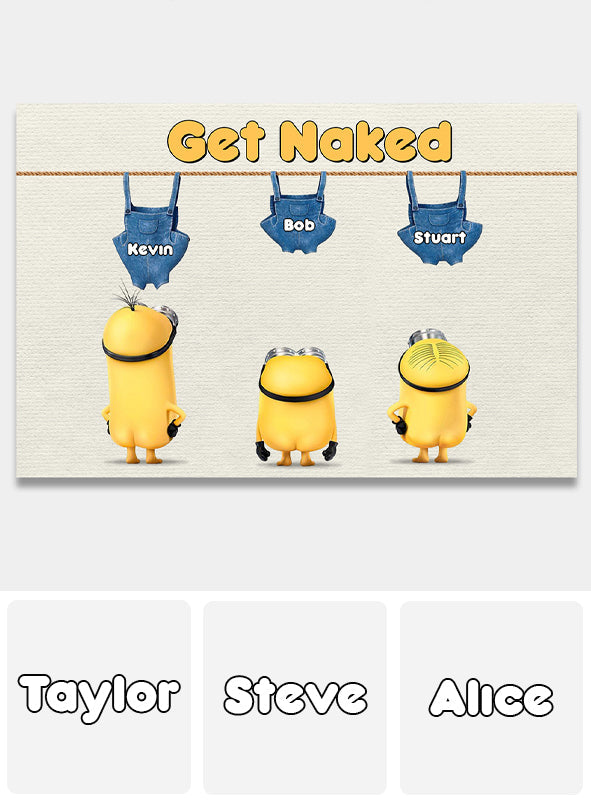 Personalized Get Naked Doormat with Custom Names | Fun Gift for Family Doormat GradoCreations