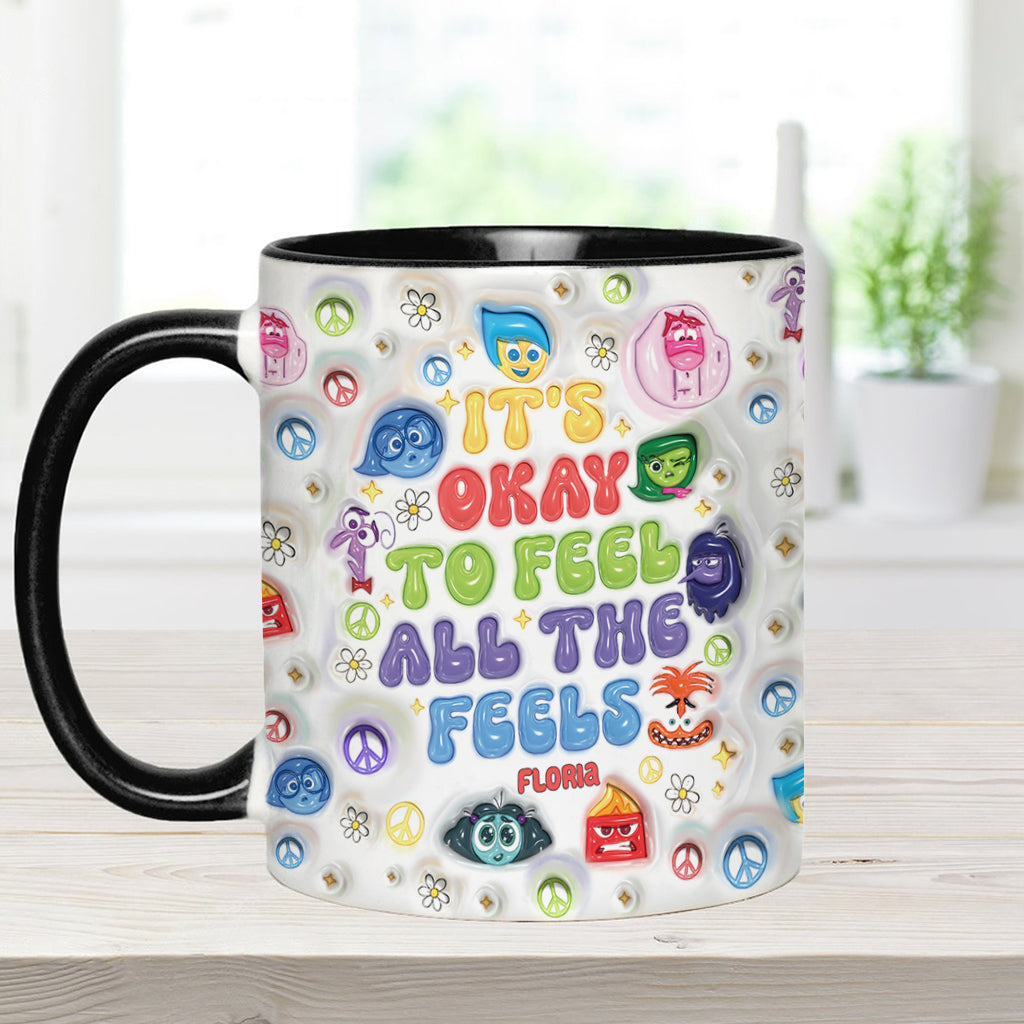 Personalized Accent Mug It's Okay To Feel All The Feels Gift for Friends Accent Mug GradoCreations