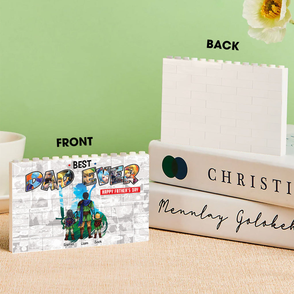 Personalized Best Dad Ever Building Brick Block Gift for Father's Day One-sided Rectangle Building Brick Blocks GradoCreations