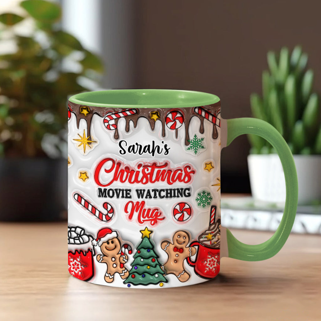 Personalized Christmas Movie Watching Mug Custom Name Gift Accent Mug GradoCreations