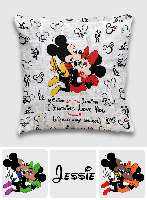 Personalized Mouse Couple Throw Pillow Custom Name Gift for Couples Throw Pillow GradoCreations