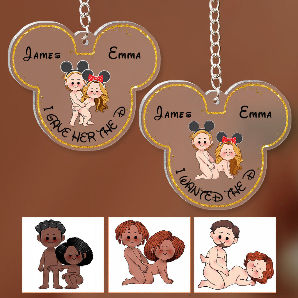 Personalized Acrylic Mouse Ears Keychain Custom Name Gift for Couple One-sided Keychain GradoCreations