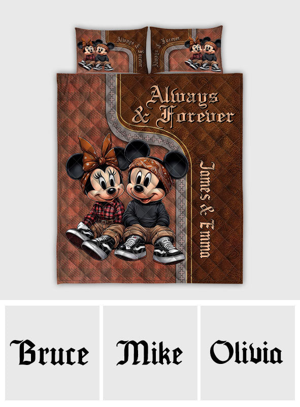 Personalized Mickey & Minnie Mouse Quilt Set for Couples | Unique Romantic Gift Quilt Set GradoCreations