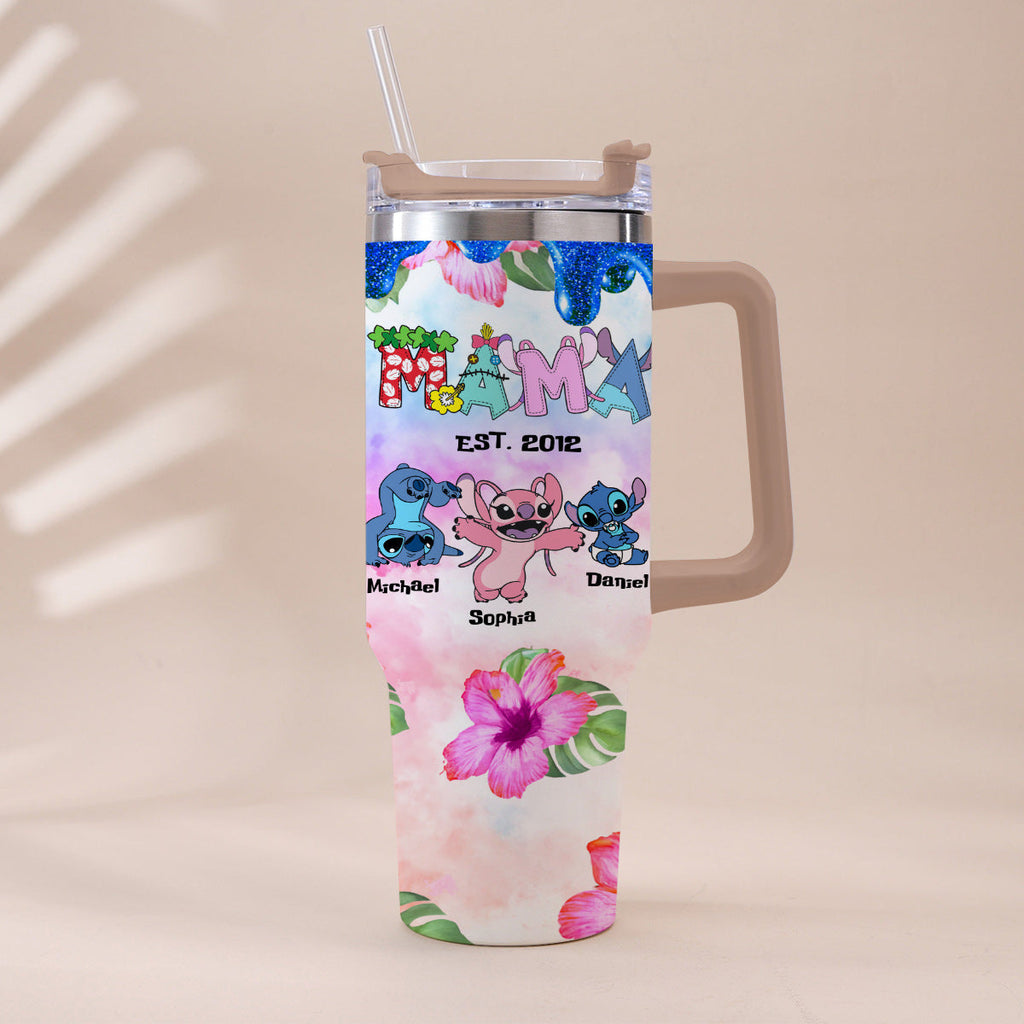Personalized Ohana Tumbler with Handle Custom Name Gift for Mom Tumbler With Handle GradoCreations