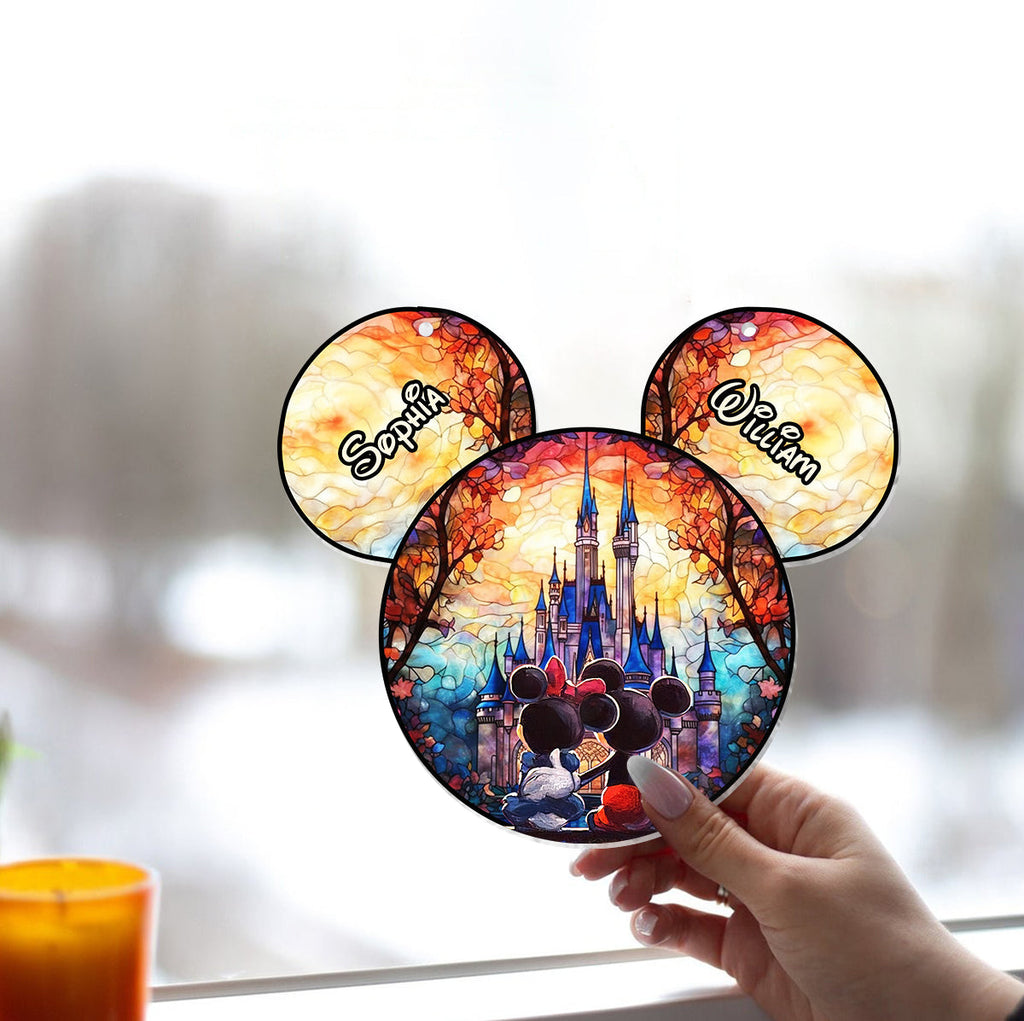 Personalized Disney Castle Suncatcher Ornament Gift for Couples Window Hanging Suncatcher Ornament GradoCreations